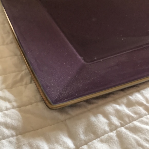 Pottery barn Asians square dinner plate purple with brown trim VGuc 10” square - Picture 3 of 5